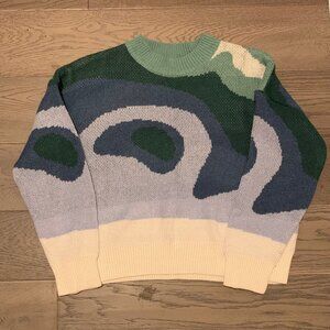 Green and Navy Patterned Sweater 🌎